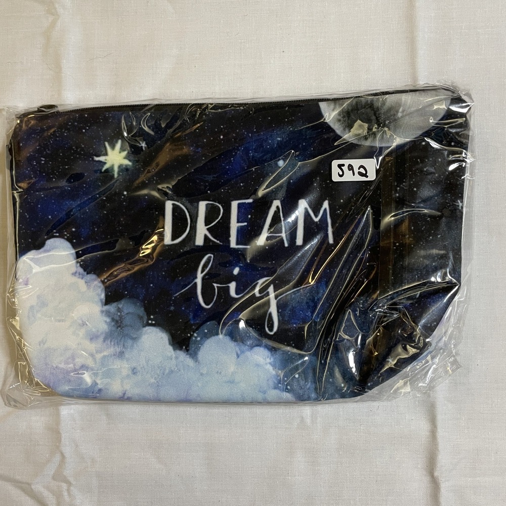 The Pouch Cosmetic Bag‎ Navy Blue NWT Dream Big Galaxy Celestial Star